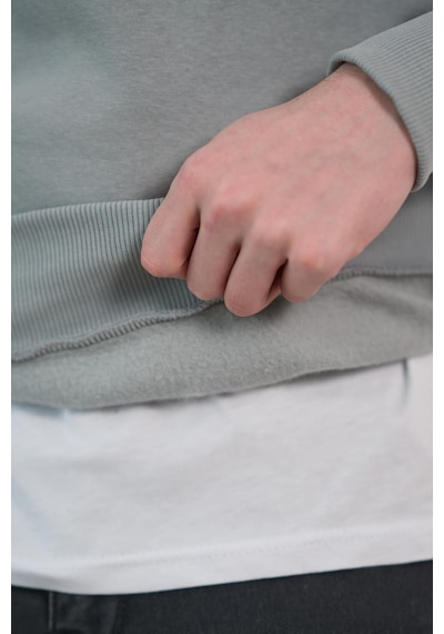 Slimfit Sıfır Yaka Basic 3 İplik Erkek Sweatshirt Açık Gri