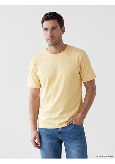 Lcwaıkıkı Classic Sarı %100 Pamuklu Regular Fit Basic Tişört