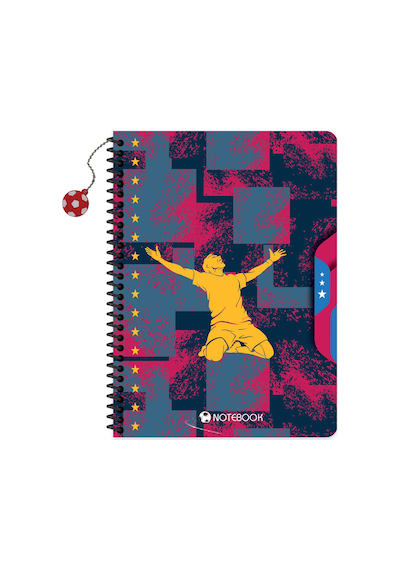 Keskin 16,5 X 22,5 Çizgili Karton Kapak Charmlı Futbol Defter - Karışık Renkler Çok Renkli