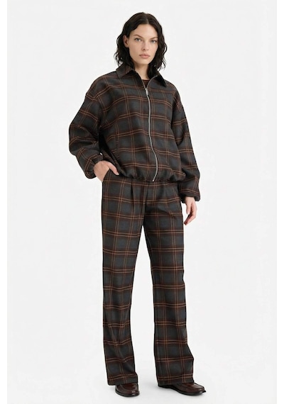 Defacto Wide Leg Çift Cepli Normal Bel Düz Paça Kareli Pantolon G8259ax25wnbn267 Kahve-bn267