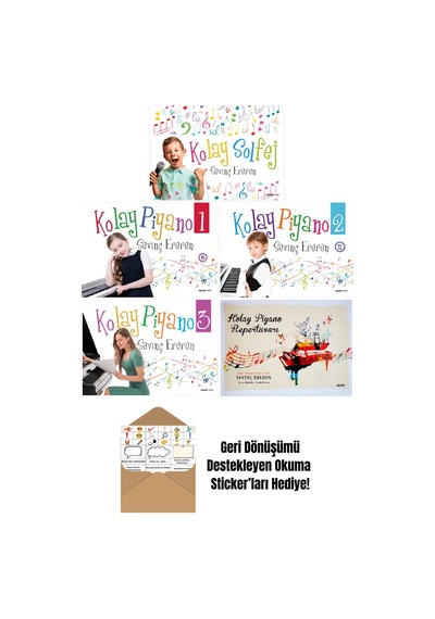 Sevinç Ereren 5 Kitap Set / Kolay Piyano 1-2-3 + Okuma Sticker'ları