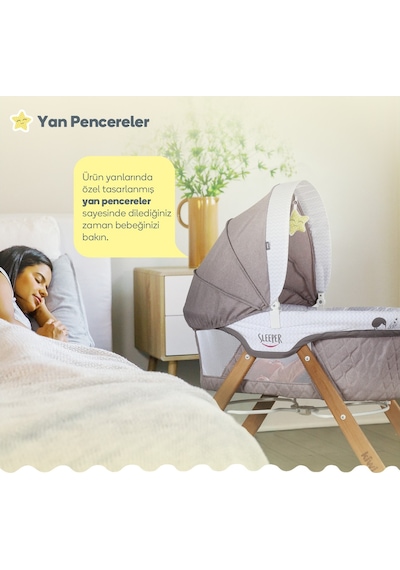Kiwi Safe & Comfort Sleeper All in One Sallanır Katlanır Ahşap Beşik