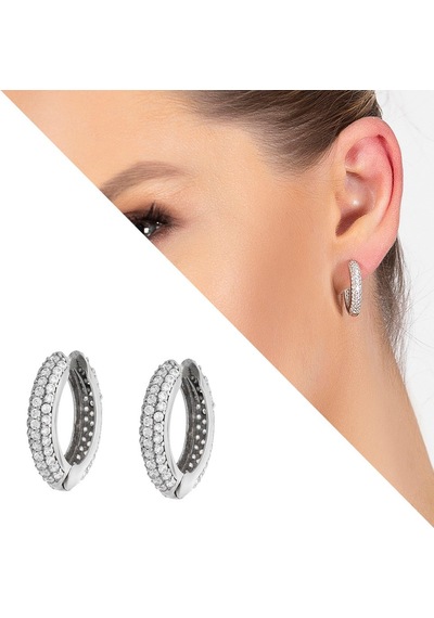 Gümüşhediyeal Starlight Diamond Zirkon Taşlı Maxi Halka Tasarım 925 Ayar Gümüş