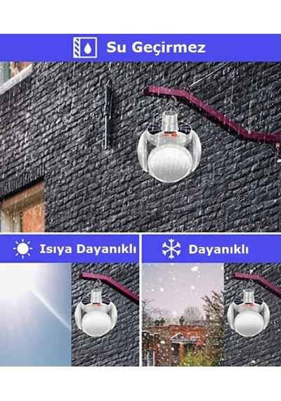 4 Adet Yuvarlak Solar Led Kamp Lambası
