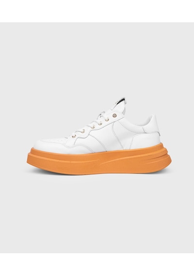 Yüksek Tabanlı Hafif Erkek Deri Sneakers Beyaz