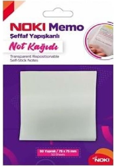 Noki Post-it Memo 75x75 Mm Şeffaf Yapışkanlı Not Kağıdı 12300