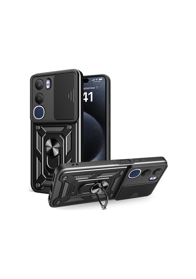 Nihcase Vivo Y19s Kılıf Magnetik Standlı Kamera Korumalı Slide Sürgülü Cover Kapak