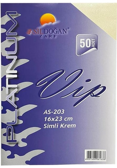 Doğan 16 23 Fantazi Zarf 170 Gr Simli Krem - 50 Adet