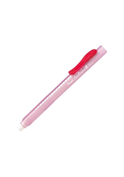 Pentel Sürgülü Kalem Silgi Şeffaf Gövdeli Kırmızı Ze11T-B