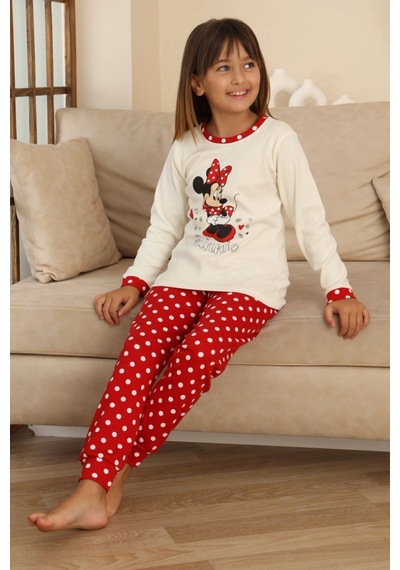 Miniğimin Cicileri Mnn Puantiye Baskılı Kız Çocuk Pijama Takı... Beyaz
