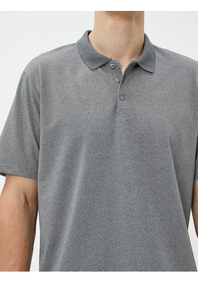 Koton Basic Polo Yaka Tişört Düğmeli Kısa Kollu Gri 3sam10151mk