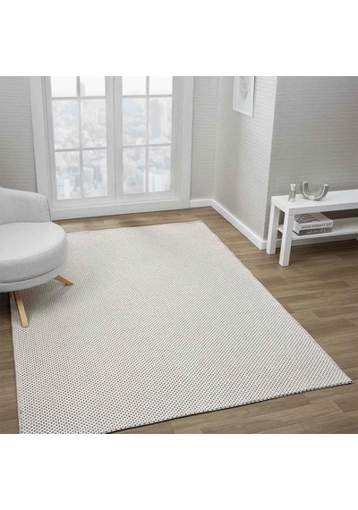 Beyaz Krem Siyah Melanj Noktalı Modern Halı - L710bcw Beyaz - Krem - Siyah