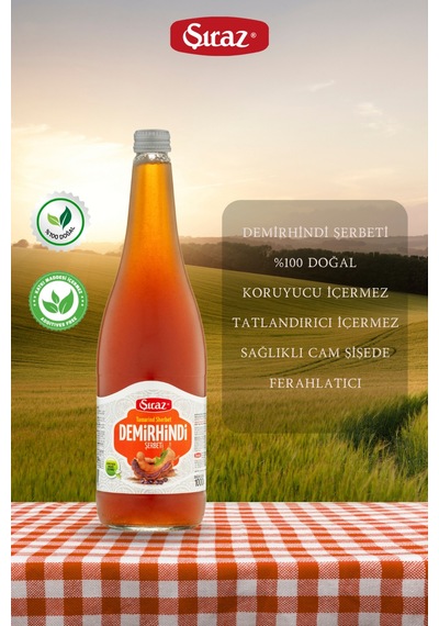Doğal Demirhindi Şerbeti 1 Litre Cam Şişe
