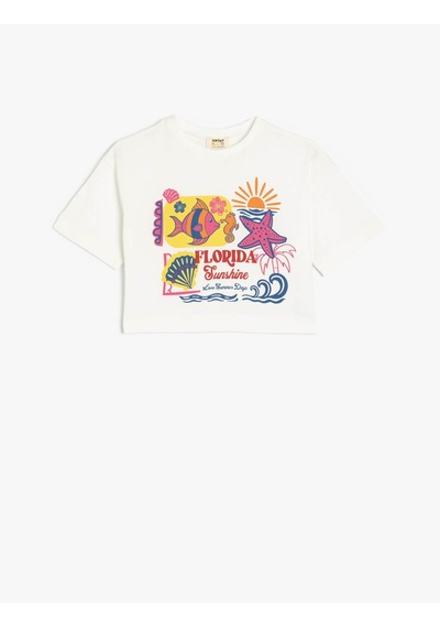 Koton Ekru Kız Çocuk T-shirt 5skg10152ak Ekru