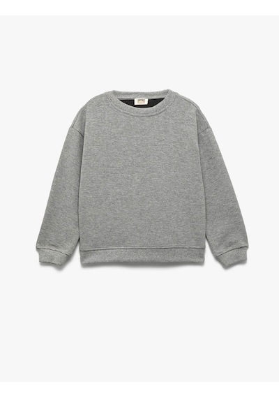 Koton Bisiklet Yaka Şardonlu Gri Erkek Çocuk Sweatshirt 6wkb10203tk Gri