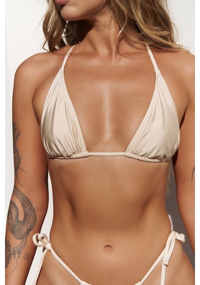 Mai Collection Mai Studios Co. Cahya Bağlamalı Bej Üçgen Bikini Üstü Bej