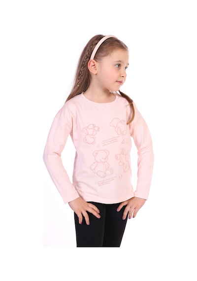 Toontoy Kids Toontoy Kız Çocuk 4lü Ayıcık Baskılı Tişört Pudra