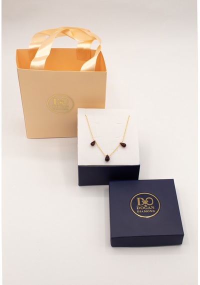Doğan Diamond 925 Ayar Gümüş Altın Kaplama 5 Ct Yarı Değerli Garnet Taşlı Bileklik - Collezione Di Granat