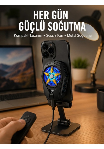 Hubrendy Tekno Cep Telefonu Radyatörü Type-c, 2 Vitesli, Sessiz Soğutma Fanı Yeni Nesil