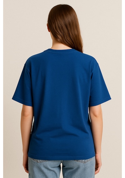 Kadın Tavşan Baskılı Oversize Mavi T-shirt Mavi-283434