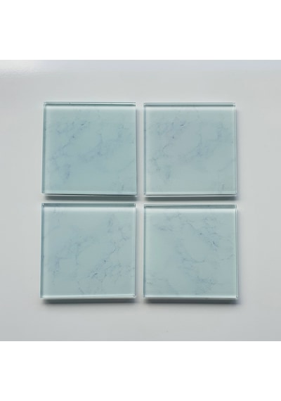 Decorita Cam Bardak Altlığı Klasik Mermer Desenli 4'lü Takım 10 x 10 CM Çok Renkli