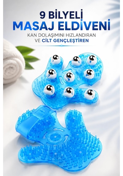 9 Bilyeli Masaj Eldiveni Kan Dolaşımını Hızlandıran Ve Cilt Gençleştiren