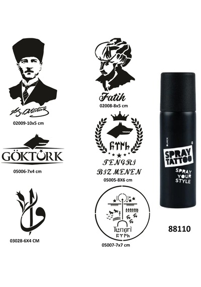 Fatih Atatürk Spray Tattoo Geçici Dövme Yapma Seti Sprey Dövme Kiti