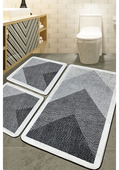 Javole Ekru 3'lü Set Banyo Halısı Djt Renkli