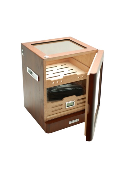 Premiumquality Sucre Aksesuar Çekmeceli İçi Ledli Kahverengi Sedir Humidor Puro Kutusu - Tr9648
