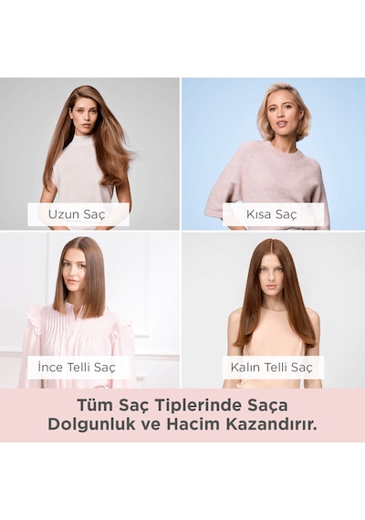 Babyliss Volume Boost İyon Etkili 4 Isı Ayarlı Seramik Isıtıcı Gövdeli Termal Saç Fırçası Pembe Hsb200e