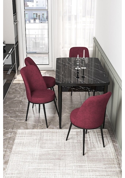 Canisa Kor Serisi 70x114 Açılabilir Mutfak Masası Takımı Siyah Mermer Desen Masa 4 Bordo Sandalye Masa Siyah Mermer Desen Sandalye Bordo Canisa Kor Serisi 70x114 Açılabilir Mutfak Masası Takımı Siyah Mermer Desen Masa 4 Bordo Sandalye Masa Siyah Mermer Desen Sandalye Bordo
