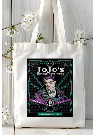 Art Hediye Jojo's Bizarre Adventureı Baskılı Bez Omuz Çantası Kişiye Özel Model 1 Çok Renkli