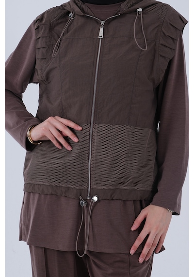 Feminist Kahve İçi Tunikli Yelek Pantolon 3'lü Takım 4701618