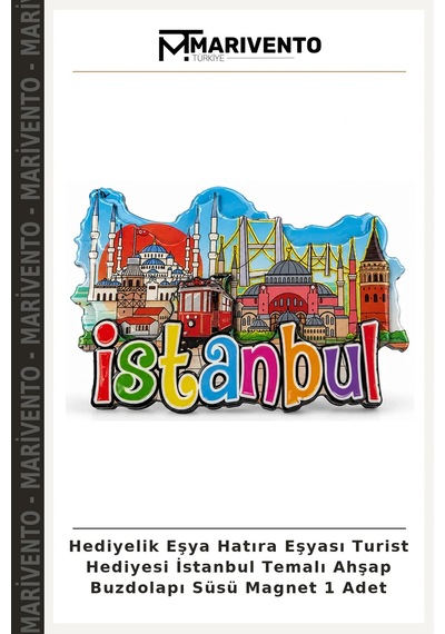Hediyelik Eşya Hatıra Eşyası Turist Hediyesi İstanbul Temalı Ahşap Buzdolapı Süsü Magnet 1 Adet