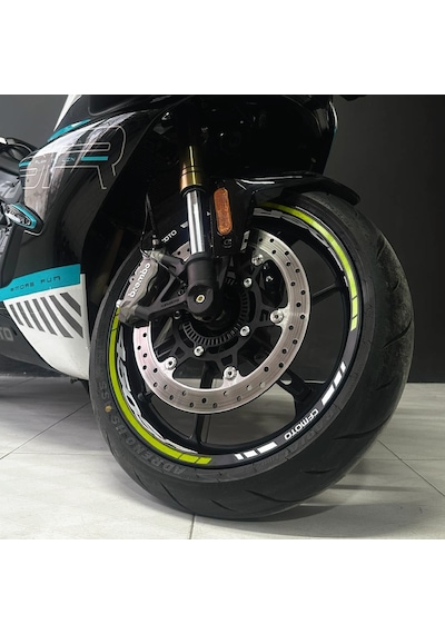 Cfmoto 450sr Sticker Jant İç & Dış Yazılı Etiket Modeli Neon Sarı - Beyaz