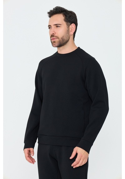 White Stone Siyah Pamuklu Erkek Basic Sweatshirt