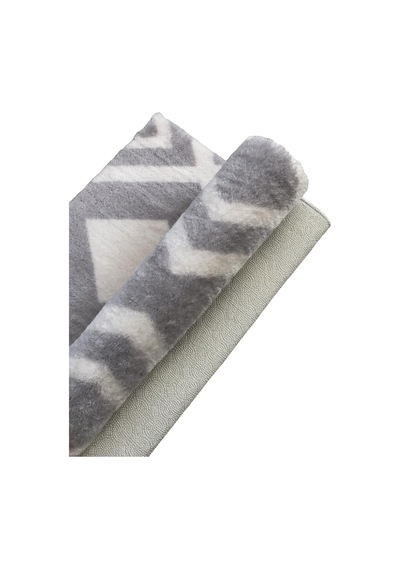 Jassrug Royal Kaymaz Taban Banyo Halısı 50x80 Karo Gri Gri