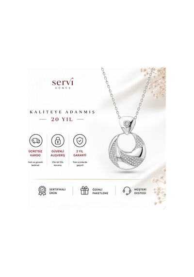 Servi 925 Ayar Gümüş Twist Halka Kolye-38