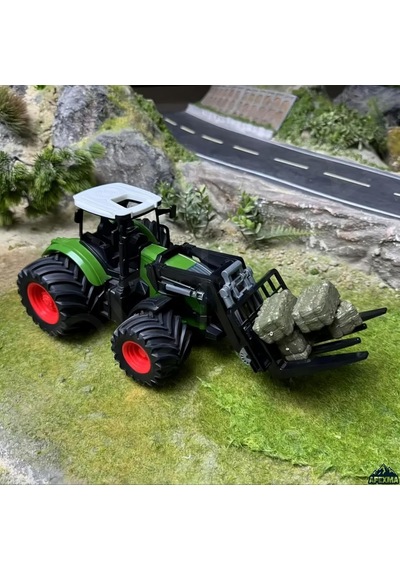 Oyuncak 2.4ghz Uzaktan Kumandalı 1:24 Ölçek Şarjlı Rc Traktör Forklift Aparatlı - Oyuncak Kepçe Traktör Forklift Aparatlı Altın - Siyah
