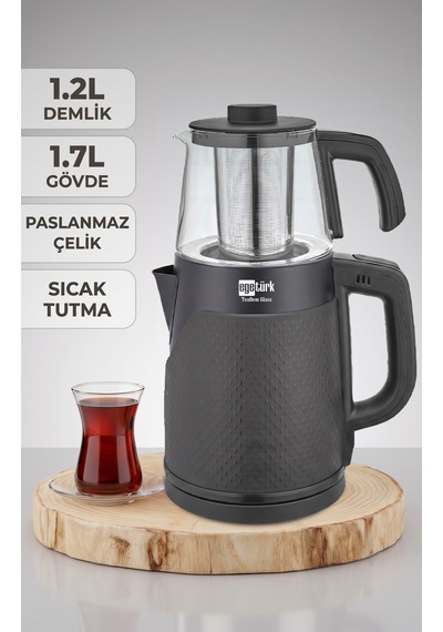 Egetürk ECM-120 Coverlı 1.7 LT Cam Demlik Elektrikli Çay Makinesi