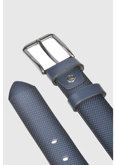 Deepsea Erkek Lacivert 4 Cm Eninde Nokta Desenli Suni Deri Kemer 2402610 Lacivert
