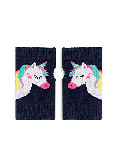 Denokids Unicorn Kız Çocuk Parmaksız Eldiven Çok Renkli