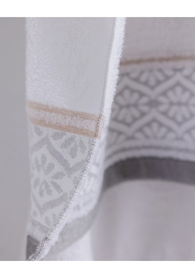 Alouette Pamuklu Banyo Havlusu - Beyaz/gri - 70x140 Cm 8684427297339 Çok Renkli