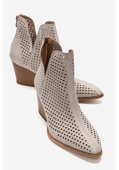 Luvishoes Orvıa Buz Süet Kalın Topuklu Kadın Yazlık Bot Ekru