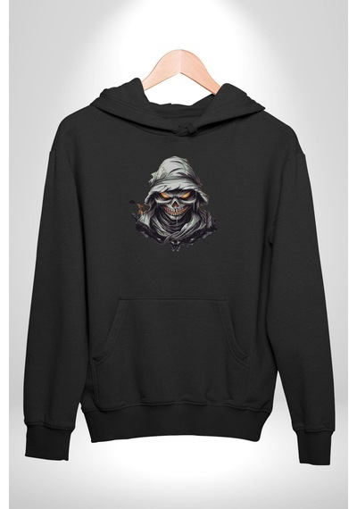Kasaba Kurukafa Ninja Kadın Erkek Siyah Kapüşonlu Sweatshirt Hoodie Siyah