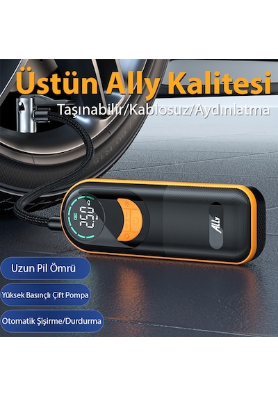 Ally St-5520 Dijital Basınç Göstergeli Oto Lastik Şişirme Pompası Hava Kompresörü