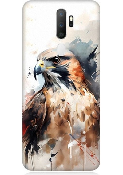Oppo A5 2020 Uyumlu Siyah Beyaz Asil Kartal Desenli Silikon Kılıf
