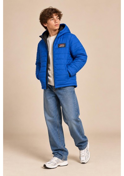 Alexandergardi Puffer Kapüşonlu Unisex Çocuk Şişme Mont Mavi