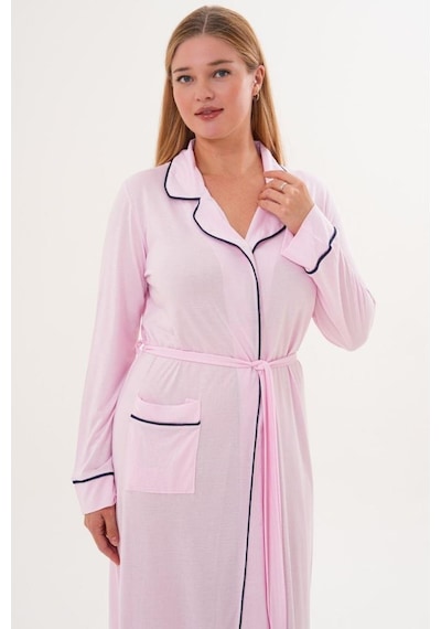 Mecit Pijama Mecit 6309 Pembe Kadın Uzun Sabahlık Pembe