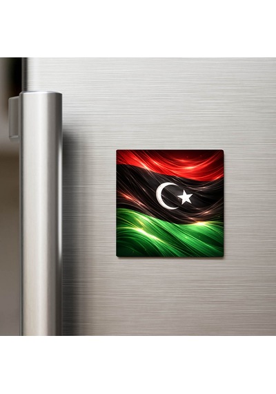 Libya Libya Abstract Ülke Bayraklı Buzdolap Magneti - 9x9 Cm